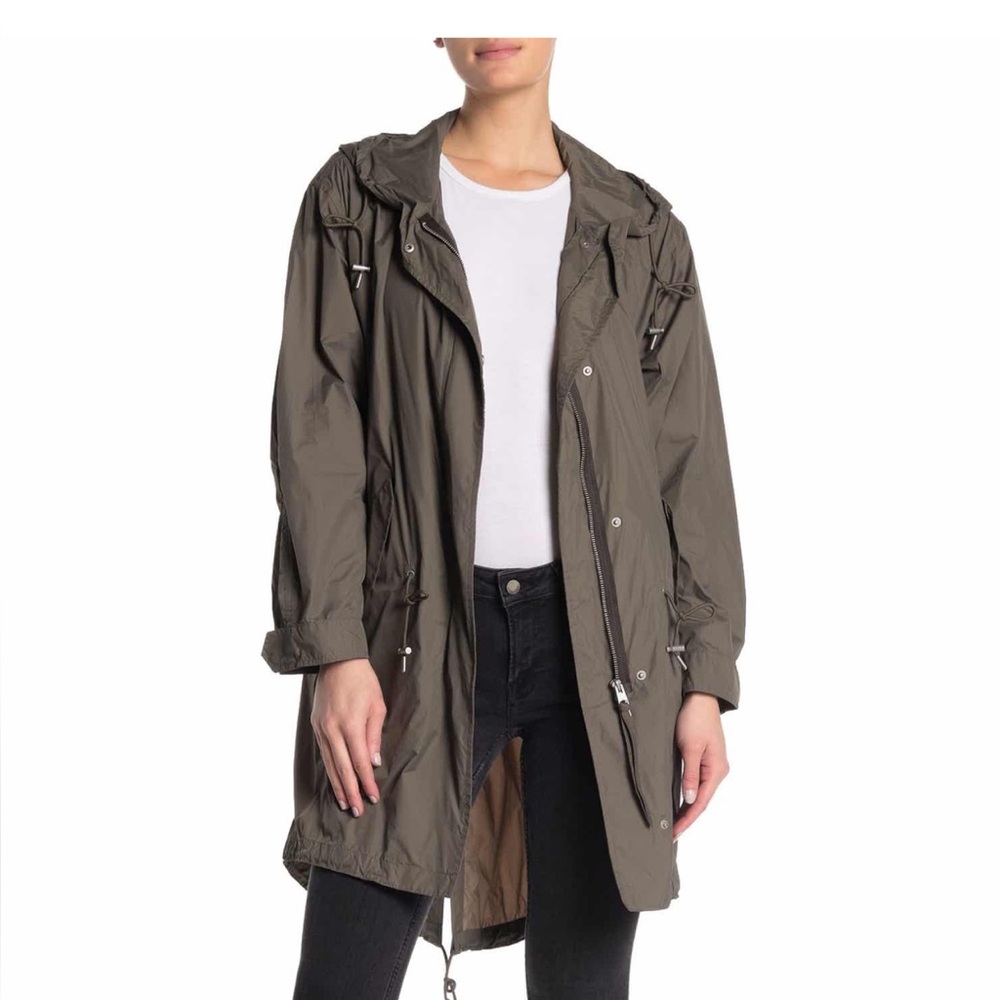 All Saints Womens Olive Light Rain Jacket